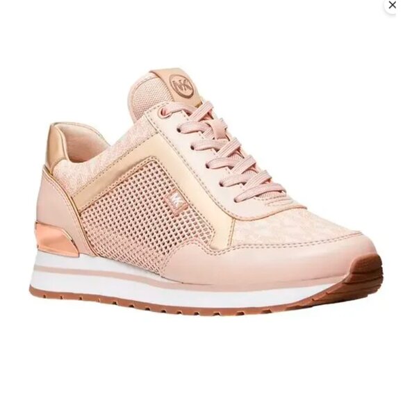 Michael Kors Women's Maddy Mixed Media Trainer Sneakers Pink Ballt Sz 9 - Picture 1 of 7